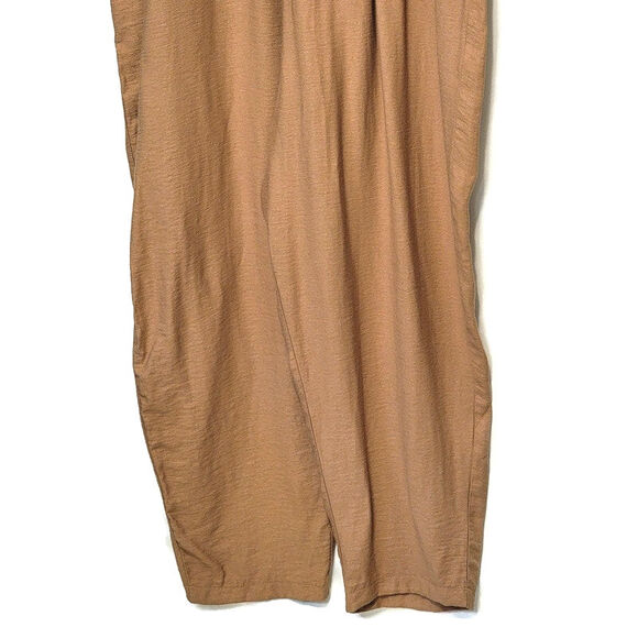 ASOS Tan Brown Relaxed Fit Jumpsuit 14 Scoop Neck Straight Leg Casual Chic - Picture 6 of 12